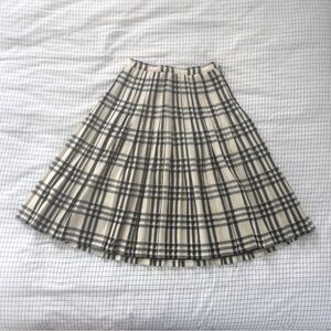 Vintage Black & White Pleated Wool Skirt